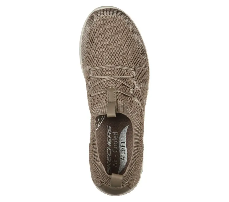 Skechers Arch Fit Flex Charcoal/Grey Breathable Mesh Slip On Rounded Toe Sneaker