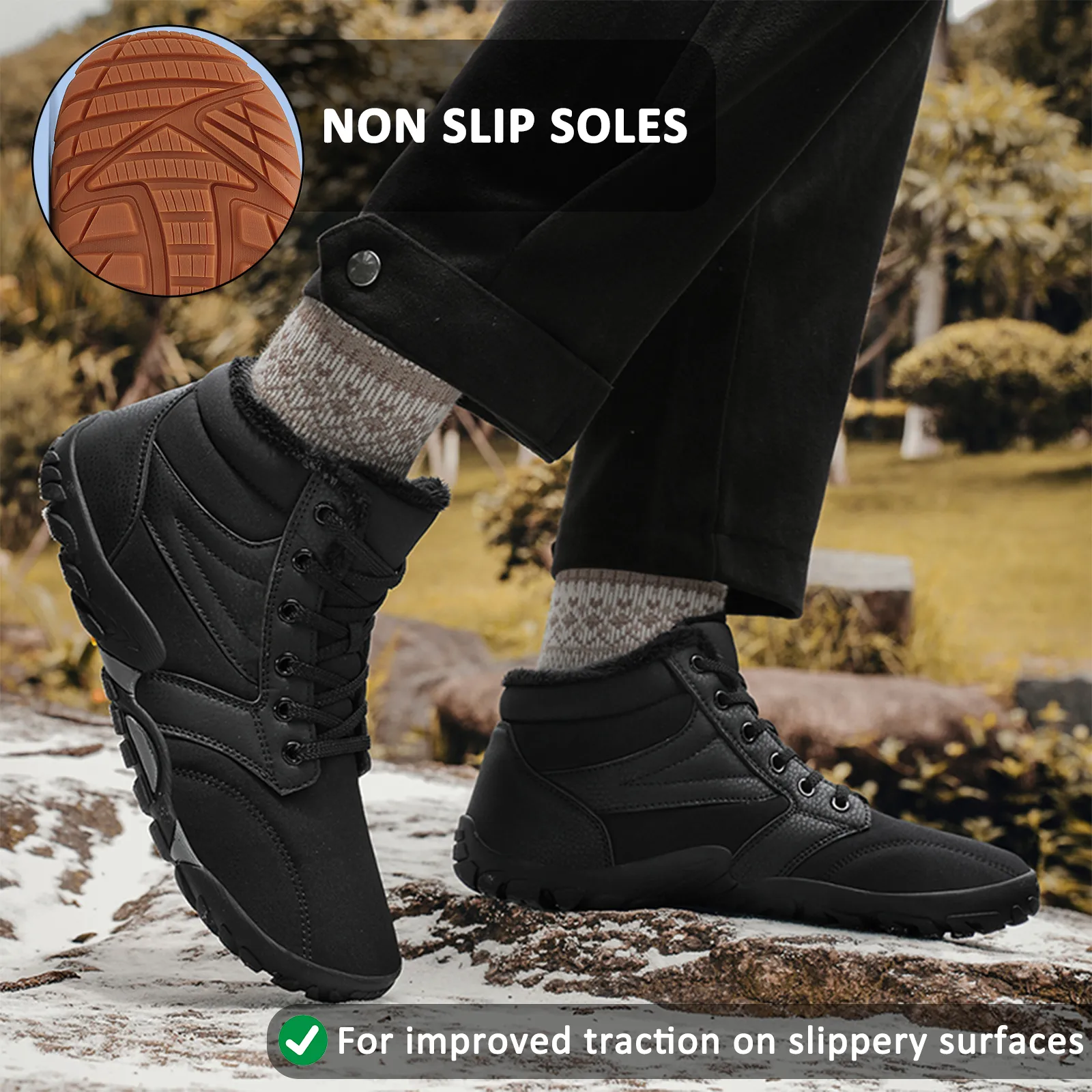 Snow Boots Winter Warm Mid-Tube Hiking Shoes Footwear Non-slip & Waterproof Winter Barefoot Shoe (Unisex)