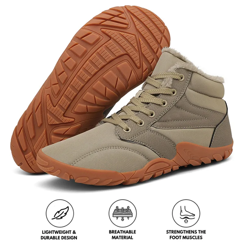 Snow Boots Winter Warm Mid-Tube Hiking Shoes Footwear Non-slip & Waterproof Winter Barefoot Shoe (Unisex)