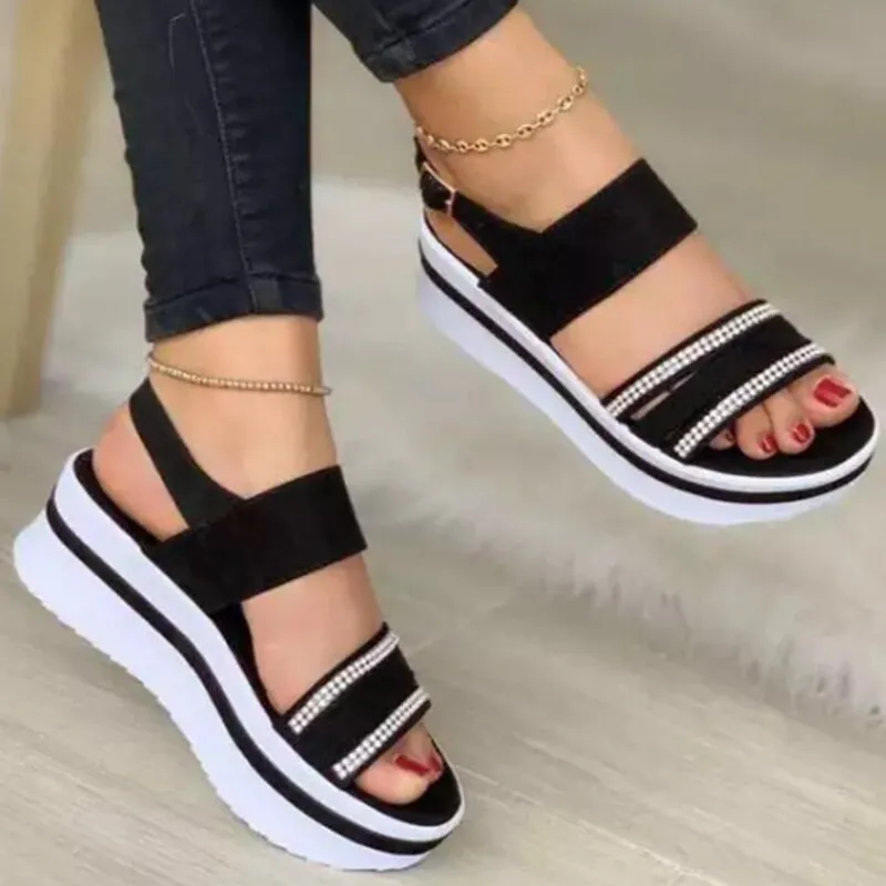 Sonicelife  Women Sandals 2024 Heels Sandals Summer Shoes Platform Sandalias Mujer Thick Bottom Wedges Shoes For Women Heels Summer Footwear