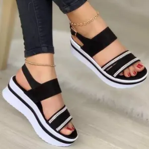 Sonicelife  Women Sandals 2024 Heels Sandals Summer Shoes Platform Sandalias Mujer Thick Bottom Wedges Shoes For Women Heels Summer Footwear