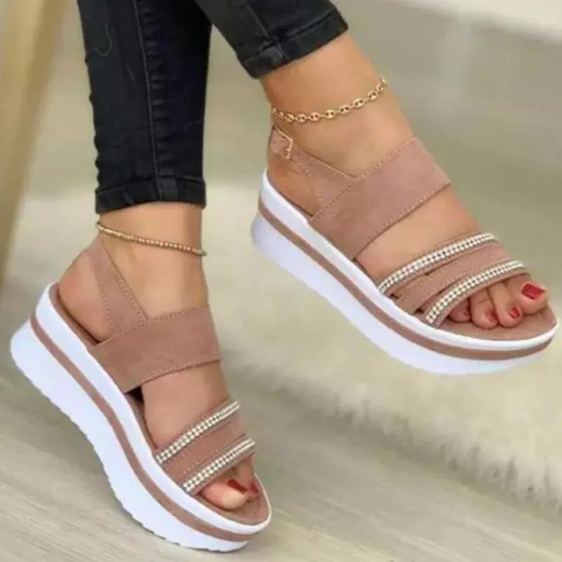 Sonicelife  Women Sandals 2024 Heels Sandals Summer Shoes Platform Sandalias Mujer Thick Bottom Wedges Shoes For Women Heels Summer Footwear