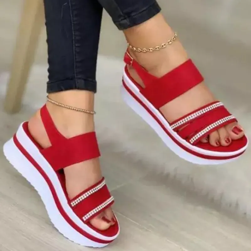 Sonicelife  Women Sandals 2024 Heels Sandals Summer Shoes Platform Sandalias Mujer Thick Bottom Wedges Shoes For Women Heels Summer Footwear