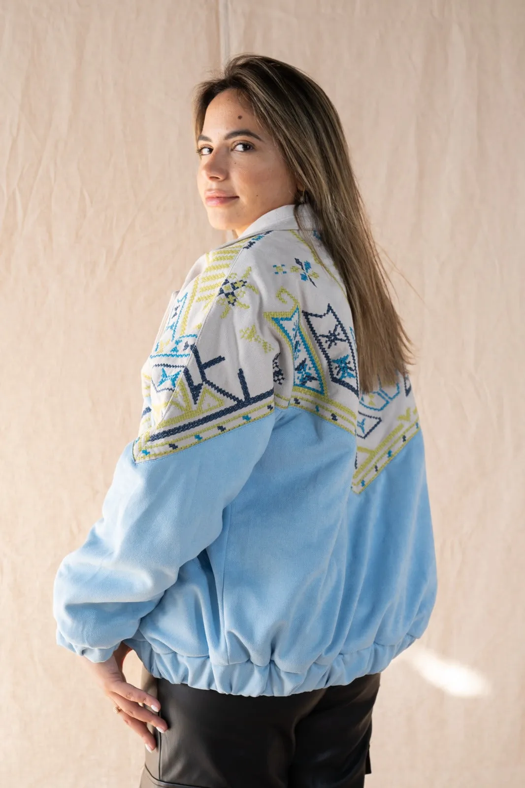 The Timeless Bomber Jacket Baby Blue