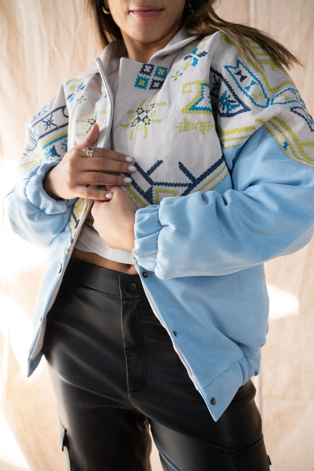 The Timeless Bomber Jacket Baby Blue