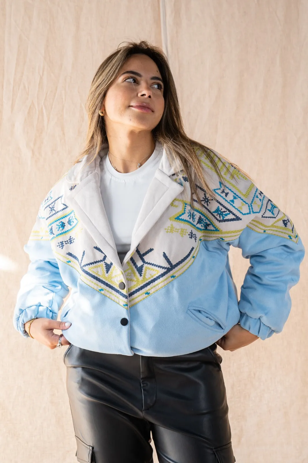 The Timeless Bomber Jacket Baby Blue