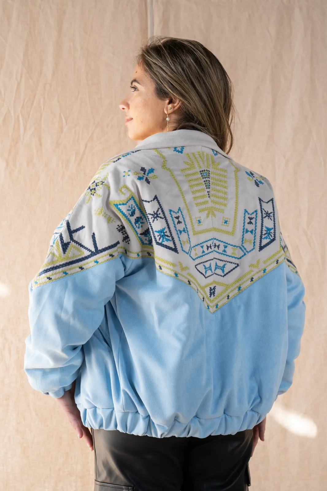 The Timeless Bomber Jacket Baby Blue
