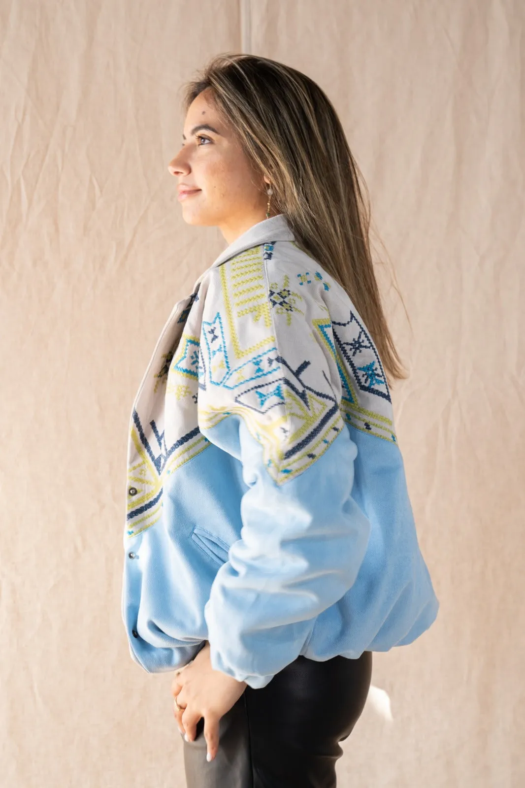 The Timeless Bomber Jacket Baby Blue