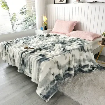 Tie-Dye Ultra Soft Faux Rabbit Fur Throw Blanket