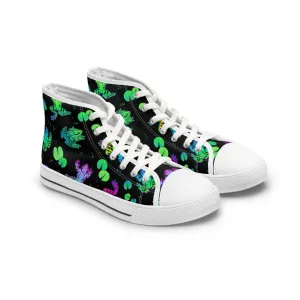 Water Pattern Lily Frog Women's High Top Sneakers
