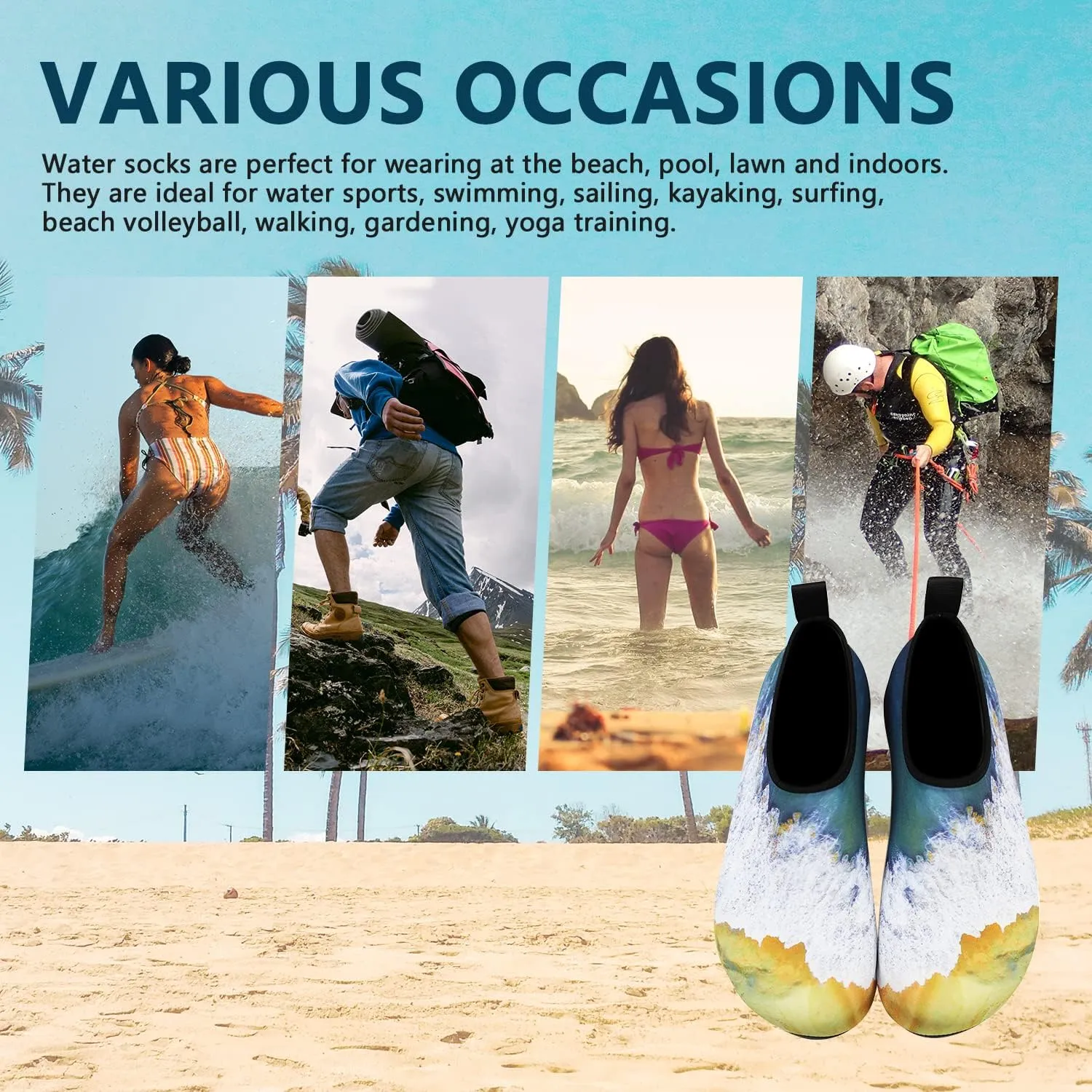 Water Shoes for Women Men Swim Barefoot Quick-Dry Adult Aqua Socks Non Slip Yoga Shoes Pool Camping Beach Accessories