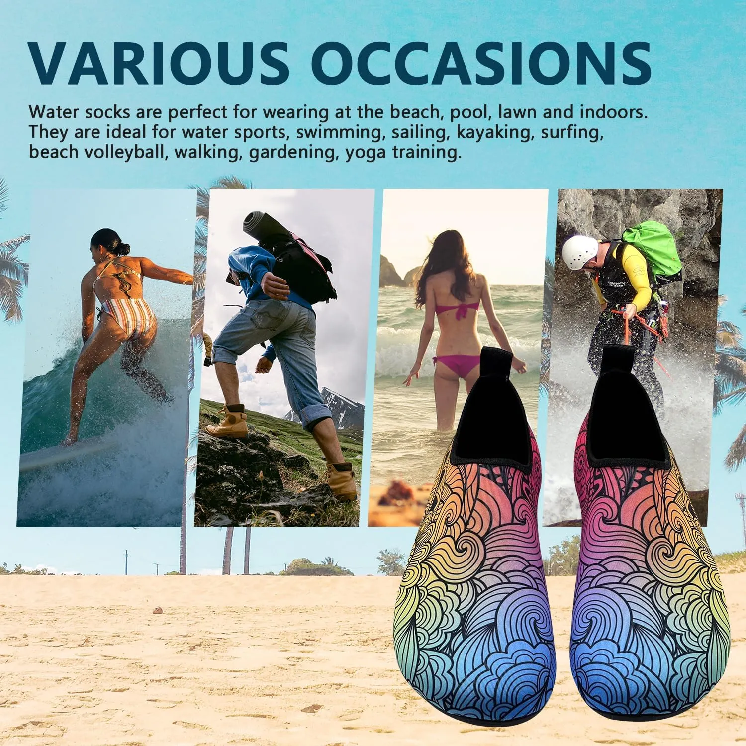Water Shoes for Women Men Swim Barefoot Quick-Dry Adult Aqua Socks Non Slip Yoga Shoes Pool Camping Beach Accessories
