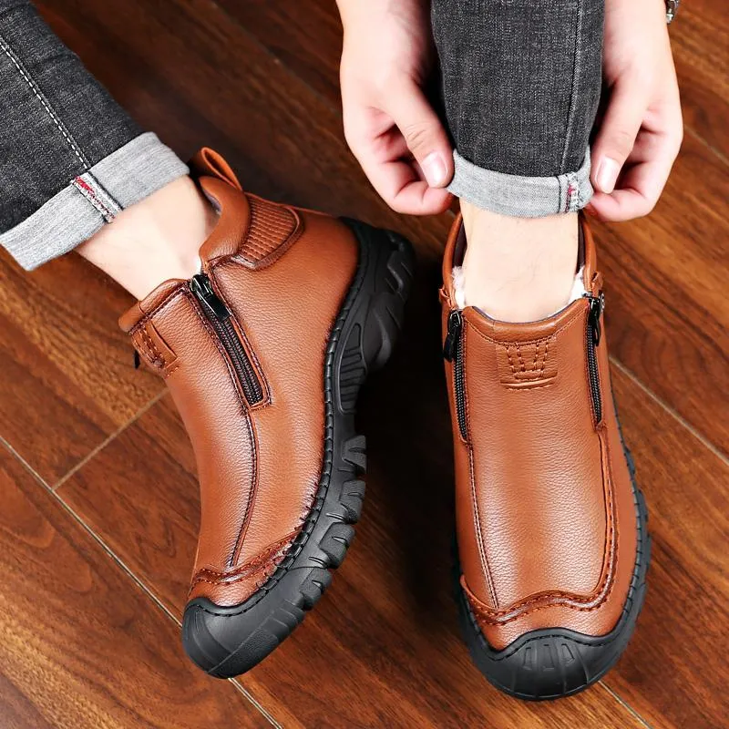 Winter Soft-Soled Warm Cotton Leather Shoes