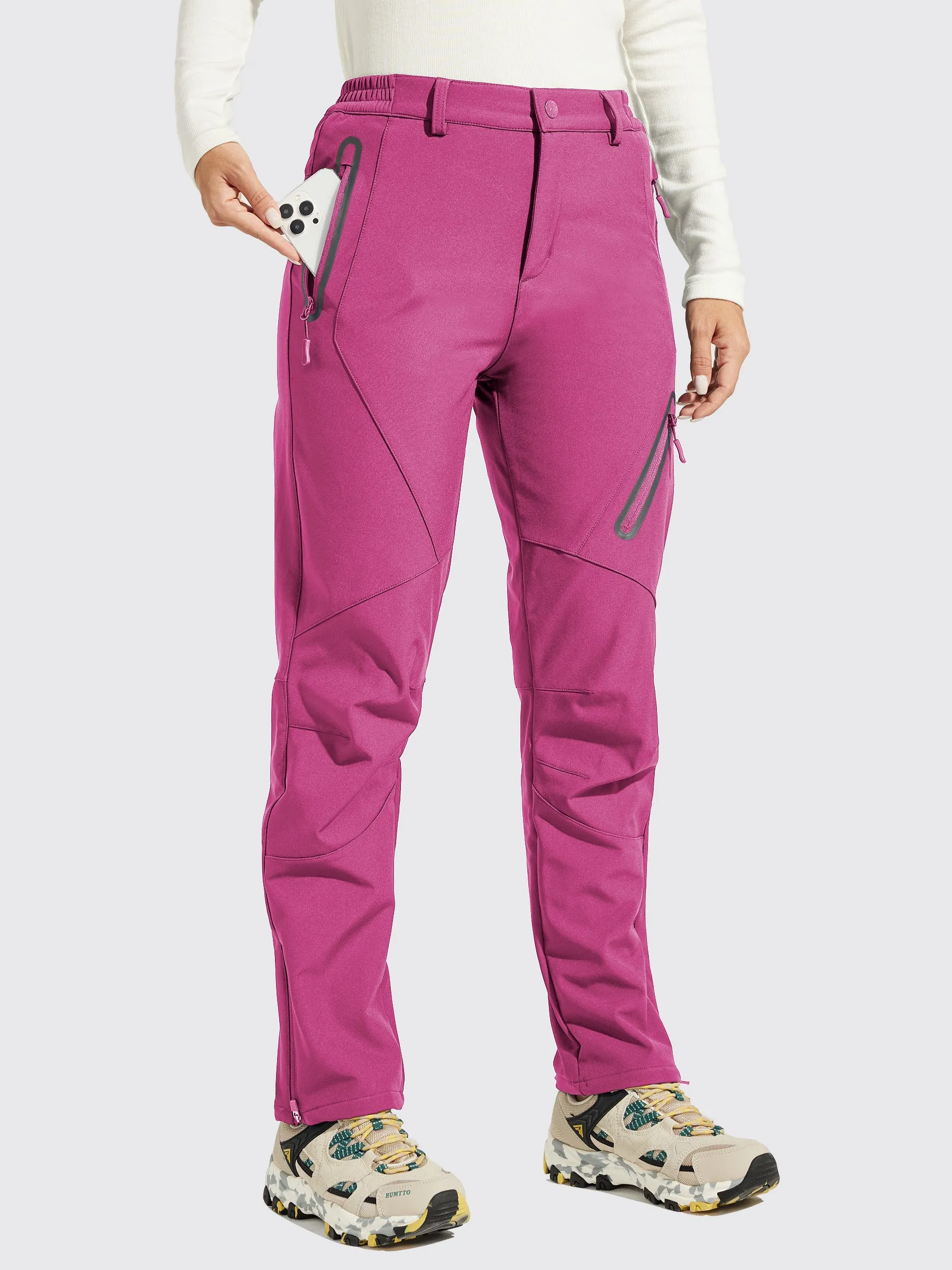 Women's Fleece Lined Snow Cargo Pants Zip-Leg