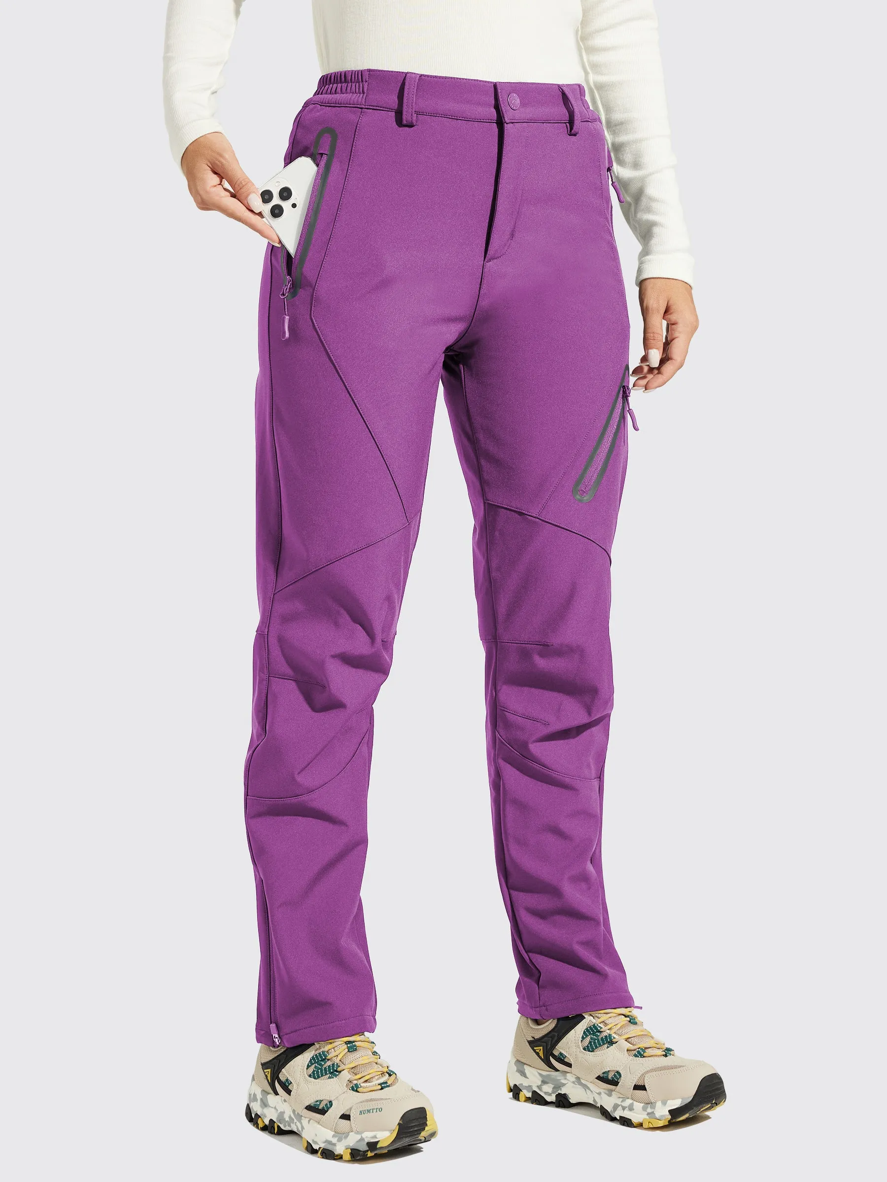 Women's Fleece Lined Snow Cargo Pants Zip-Leg