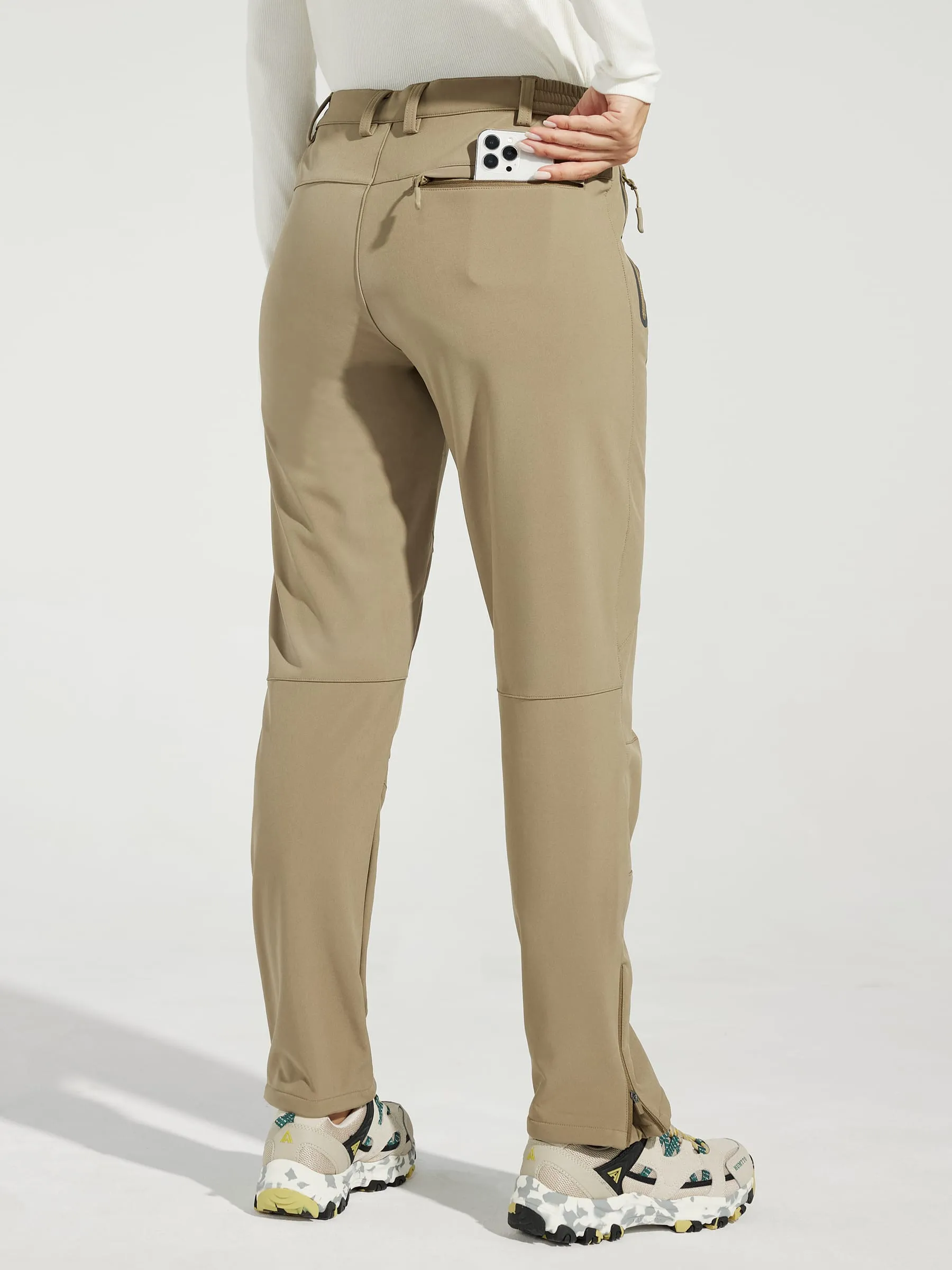 Women's Fleece Lined Snow Cargo Pants Zip-Leg