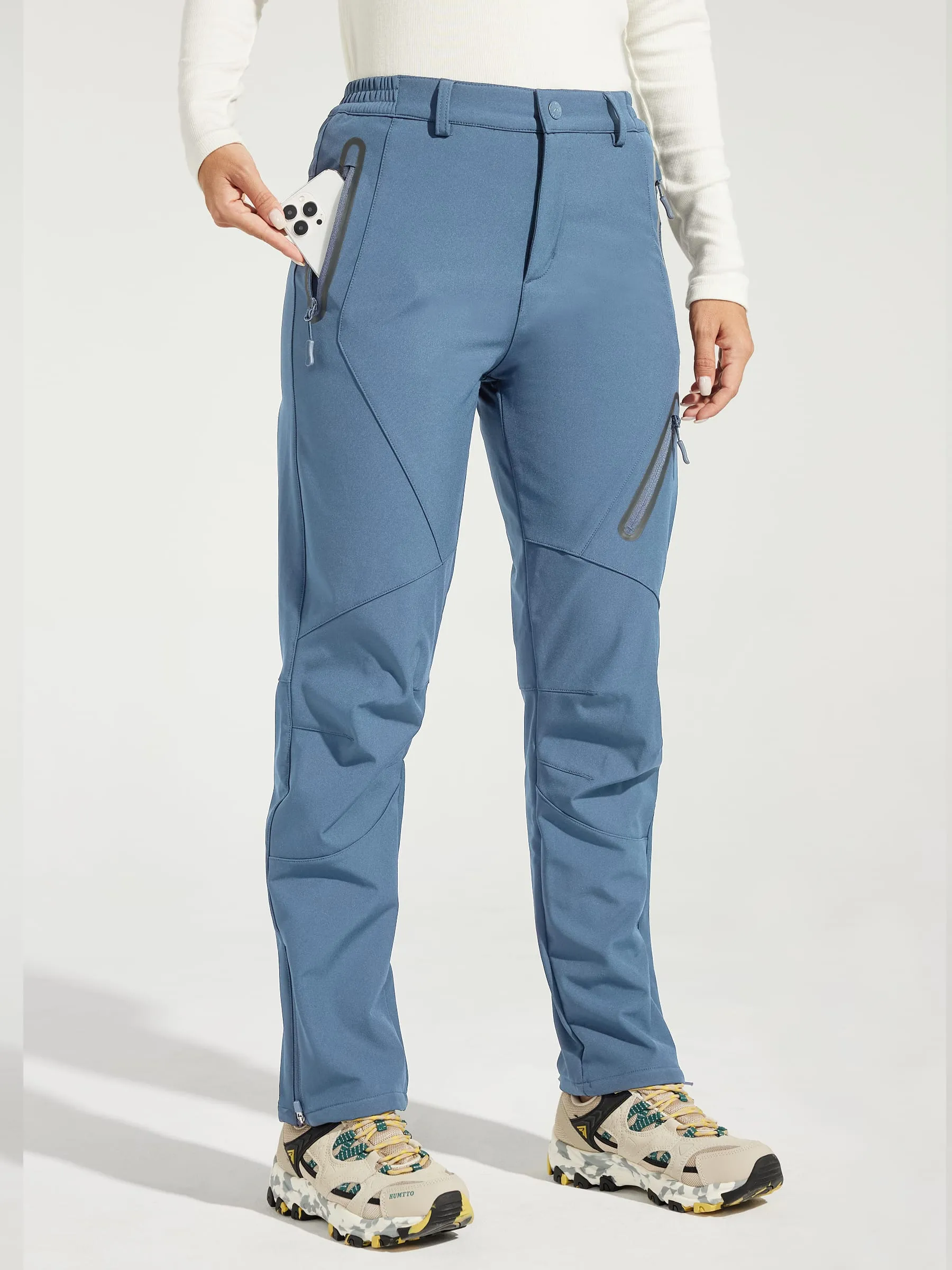 Women's Fleece Lined Snow Cargo Pants Zip-Leg