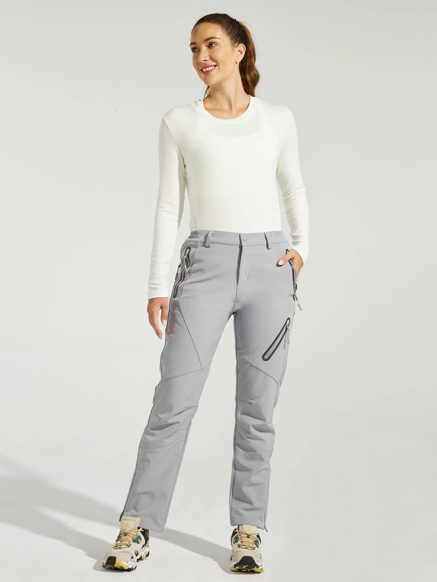 Women's Fleece Lined Snow Cargo Pants Zip-Leg