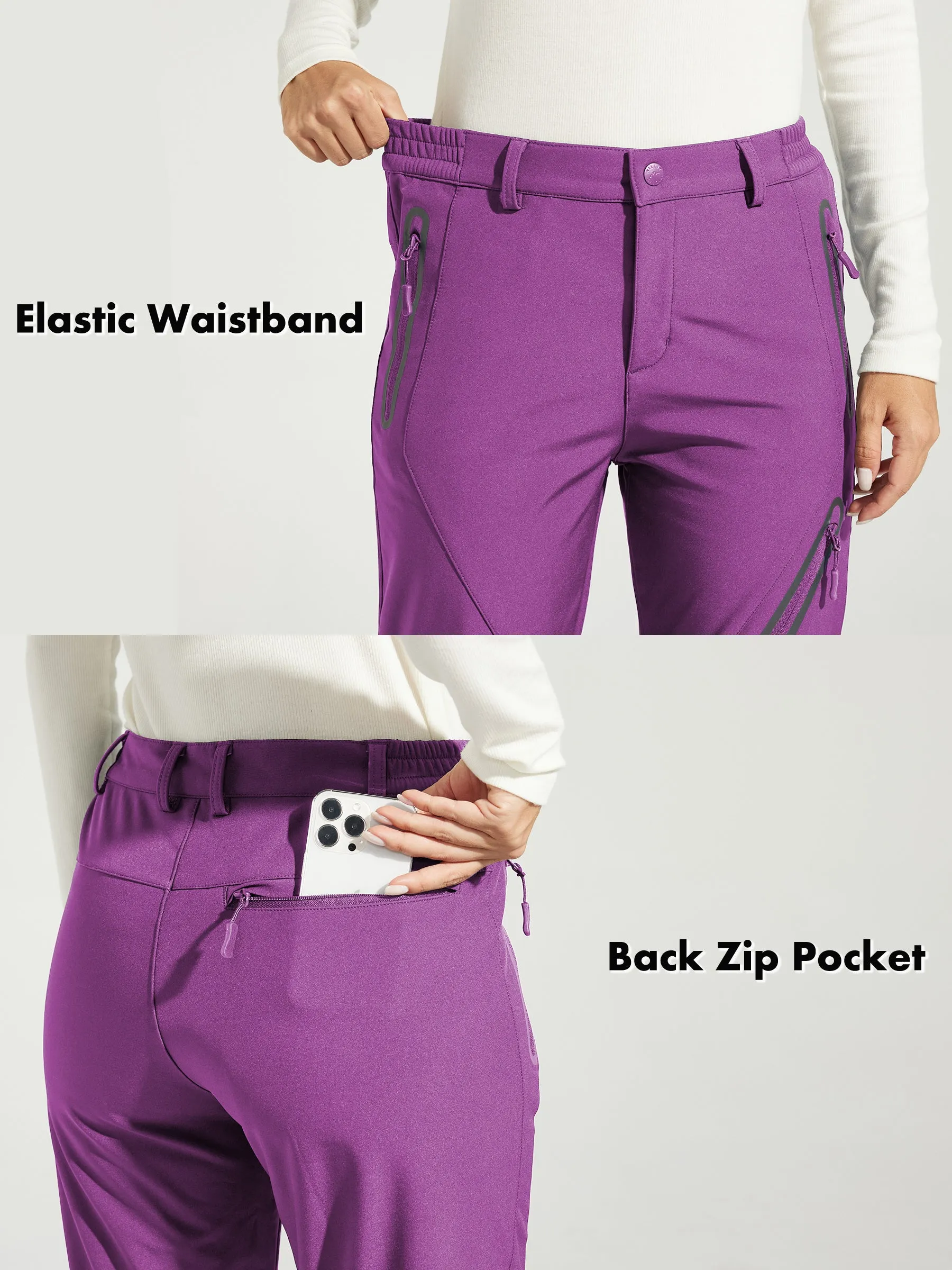 Women's Fleece Lined Snow Cargo Pants Zip-Leg