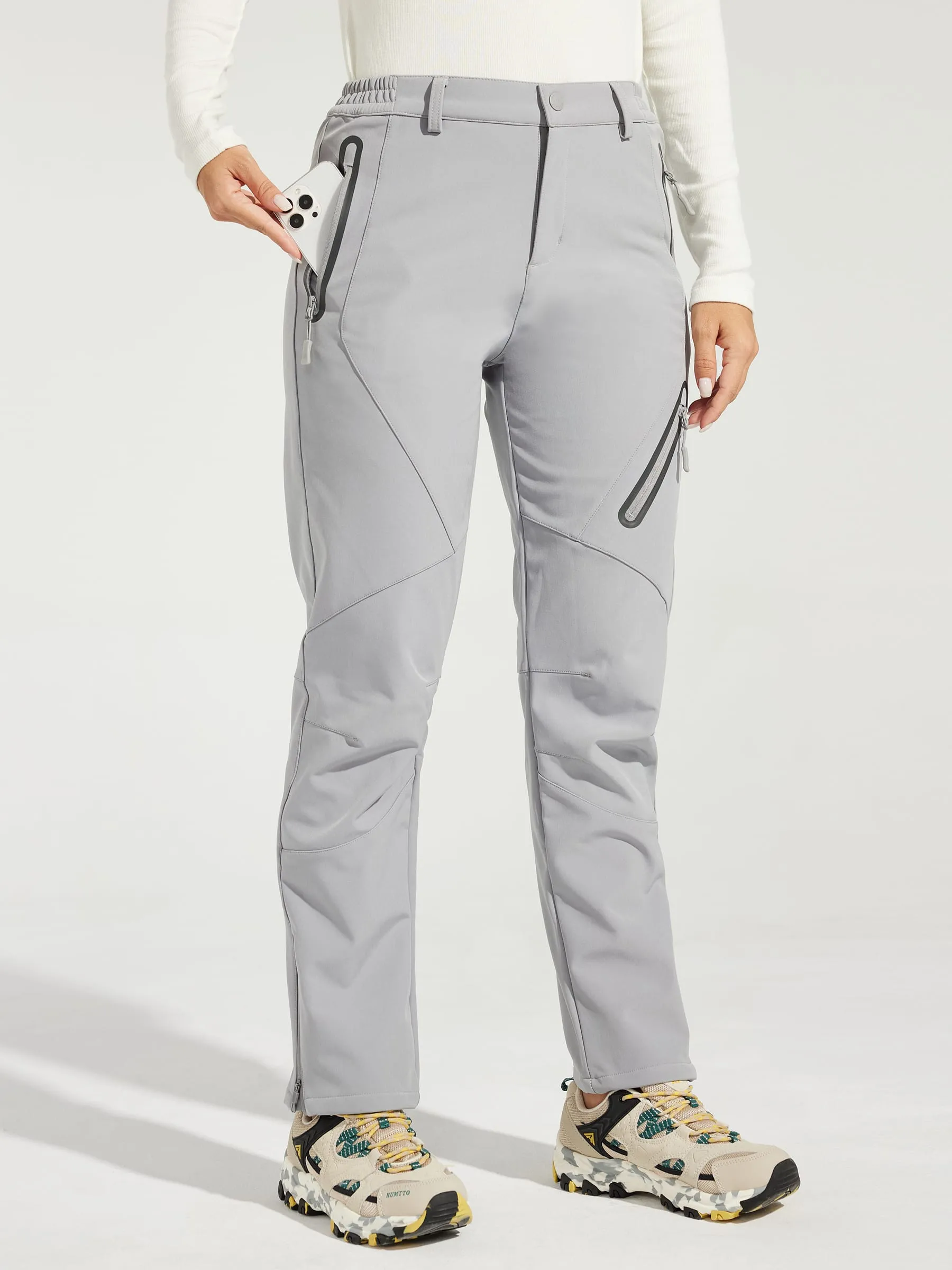 Women's Fleece Lined Snow Cargo Pants Zip-Leg