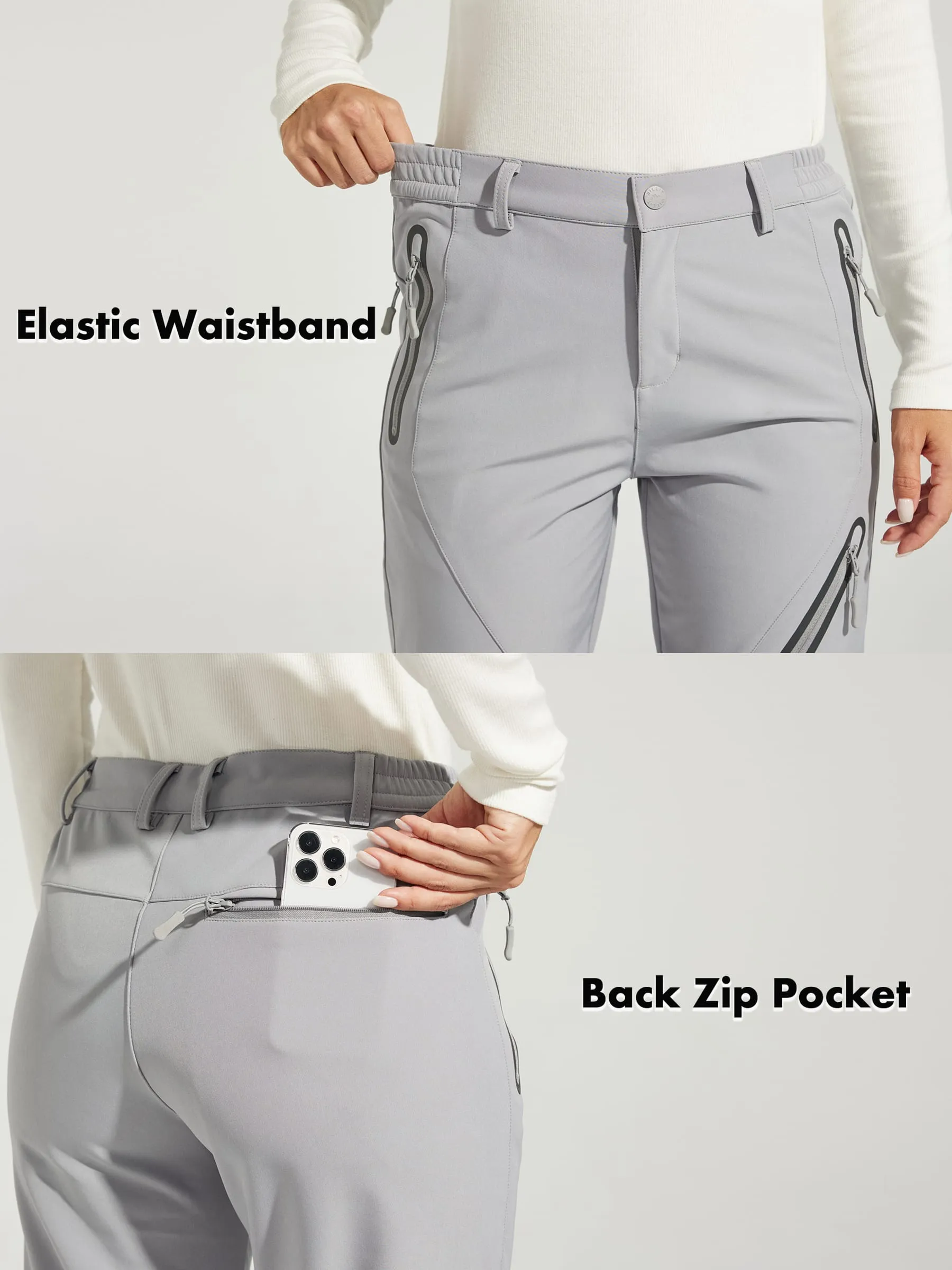 Women's Fleece Lined Snow Cargo Pants Zip-Leg