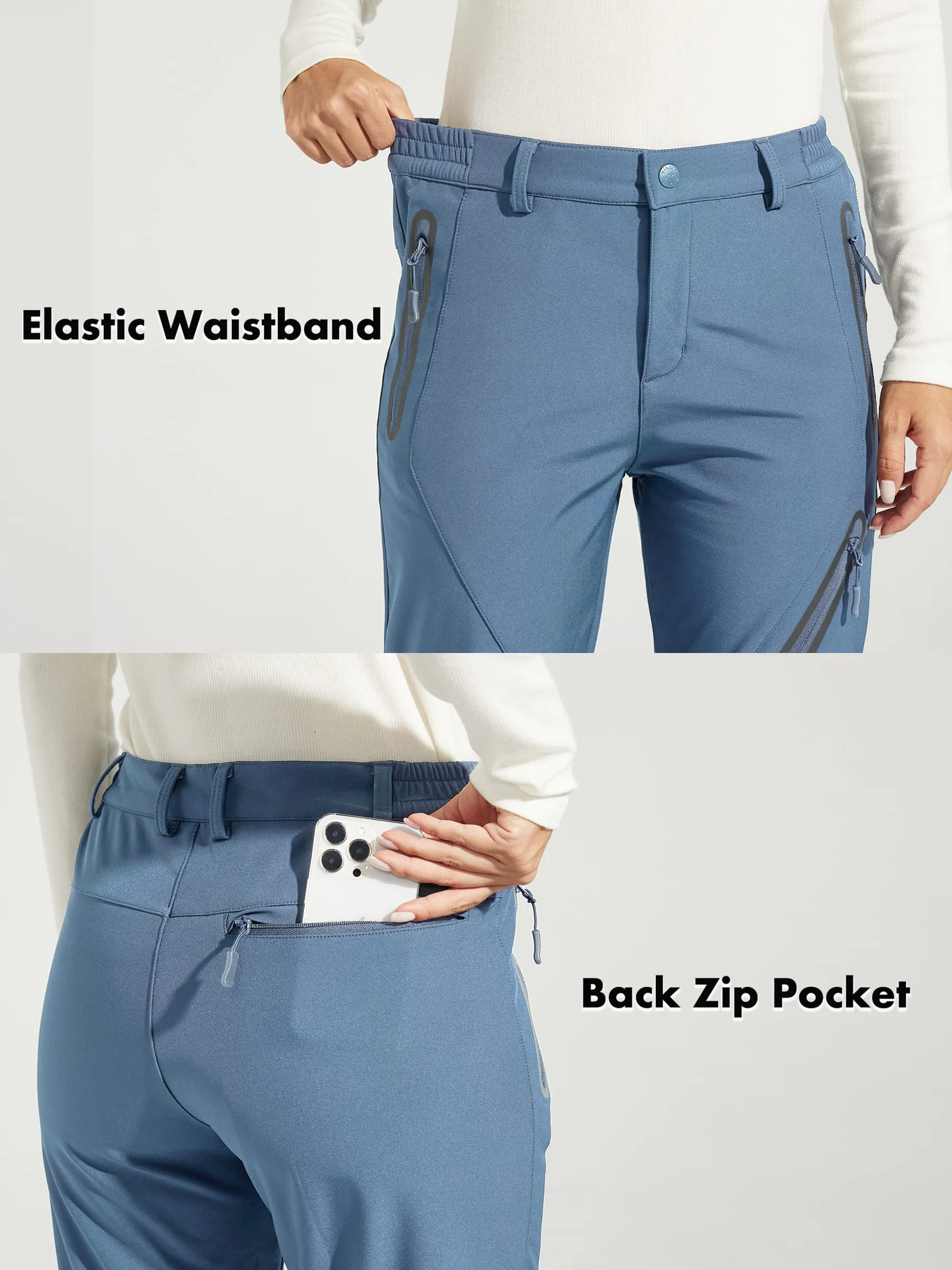 Women's Fleece Lined Snow Cargo Pants Zip-Leg