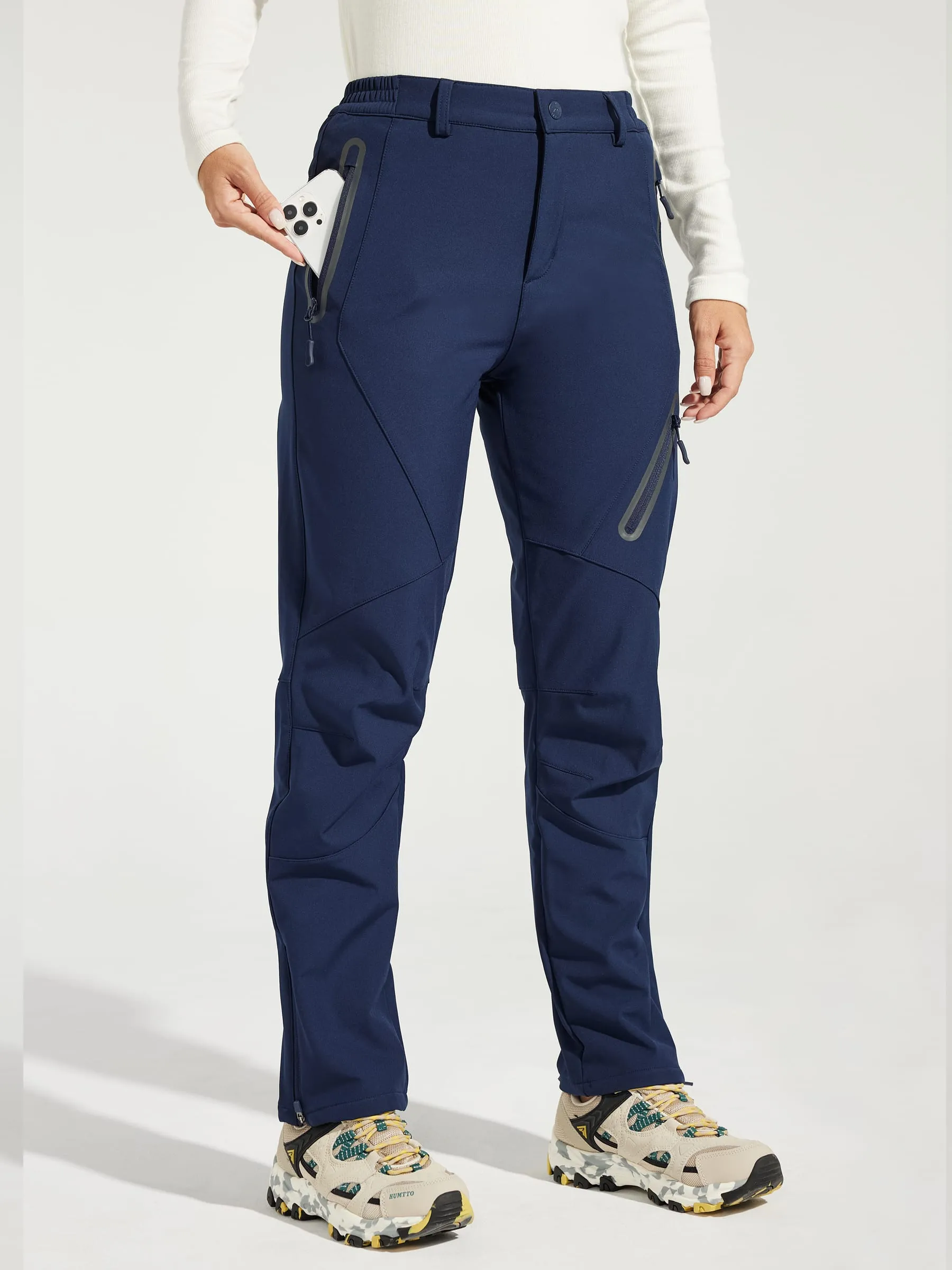 Women's Fleece Lined Snow Cargo Pants Zip-Leg
