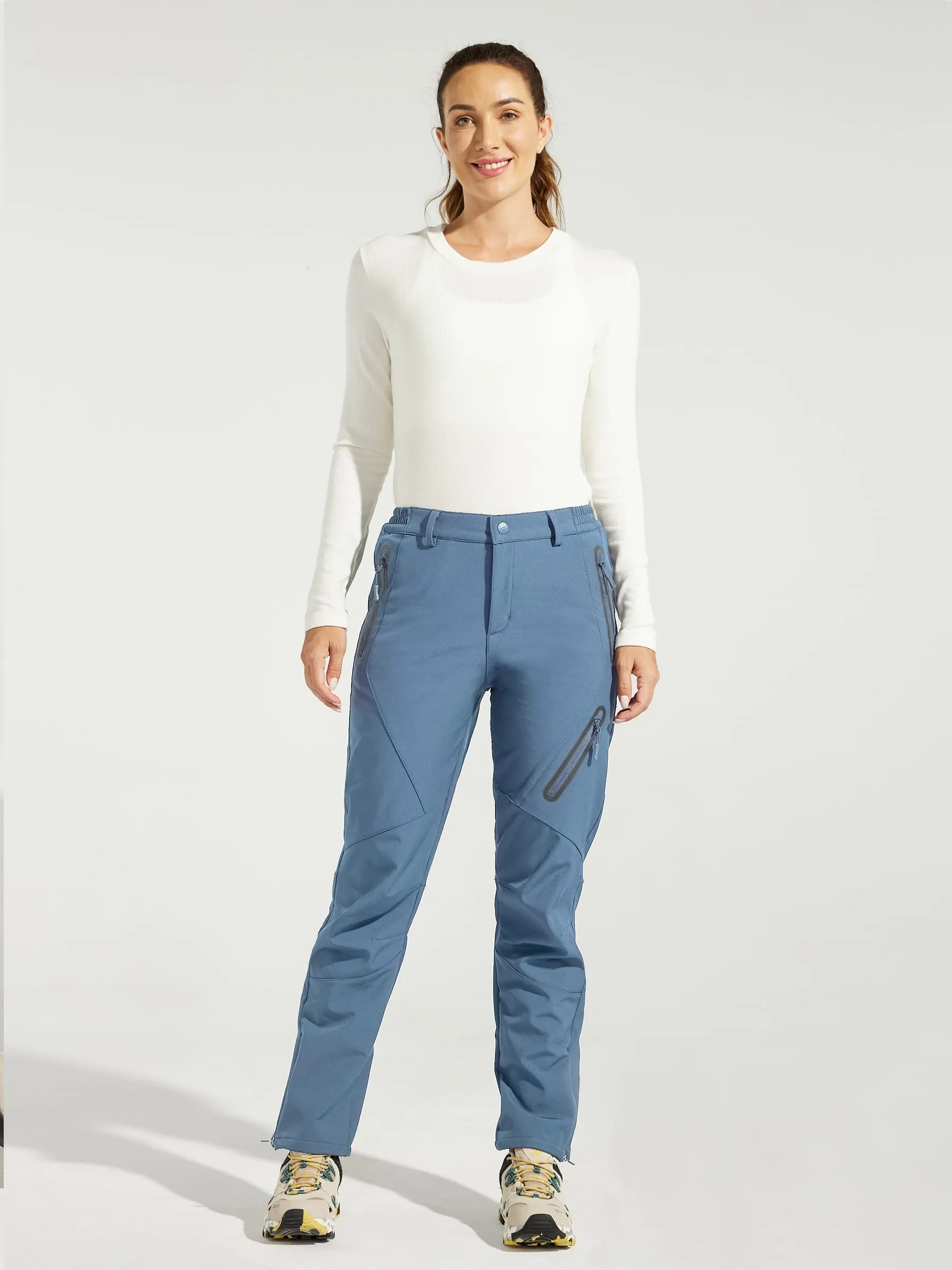 Women's Fleece Lined Snow Cargo Pants Zip-Leg