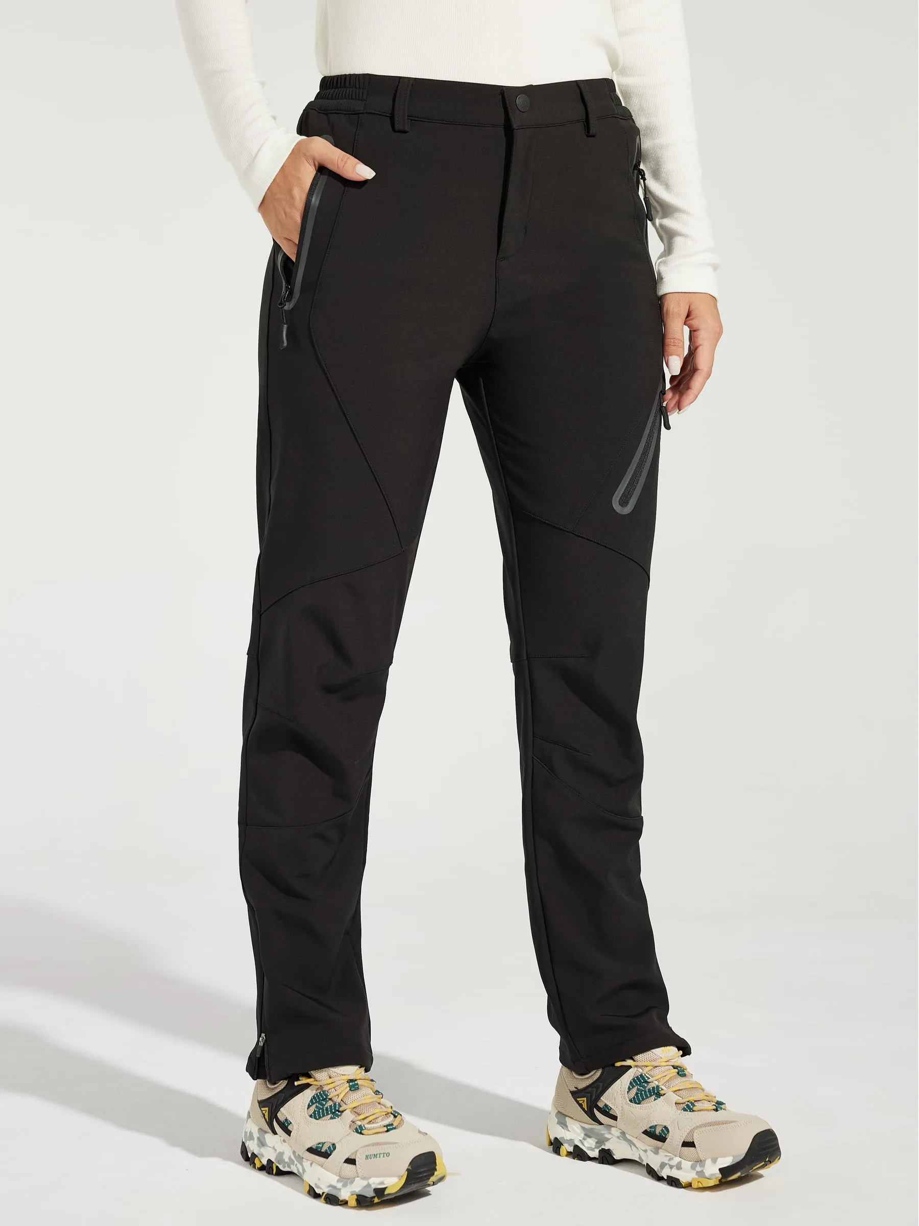 Women's Fleece Lined Snow Cargo Pants Zip-Leg