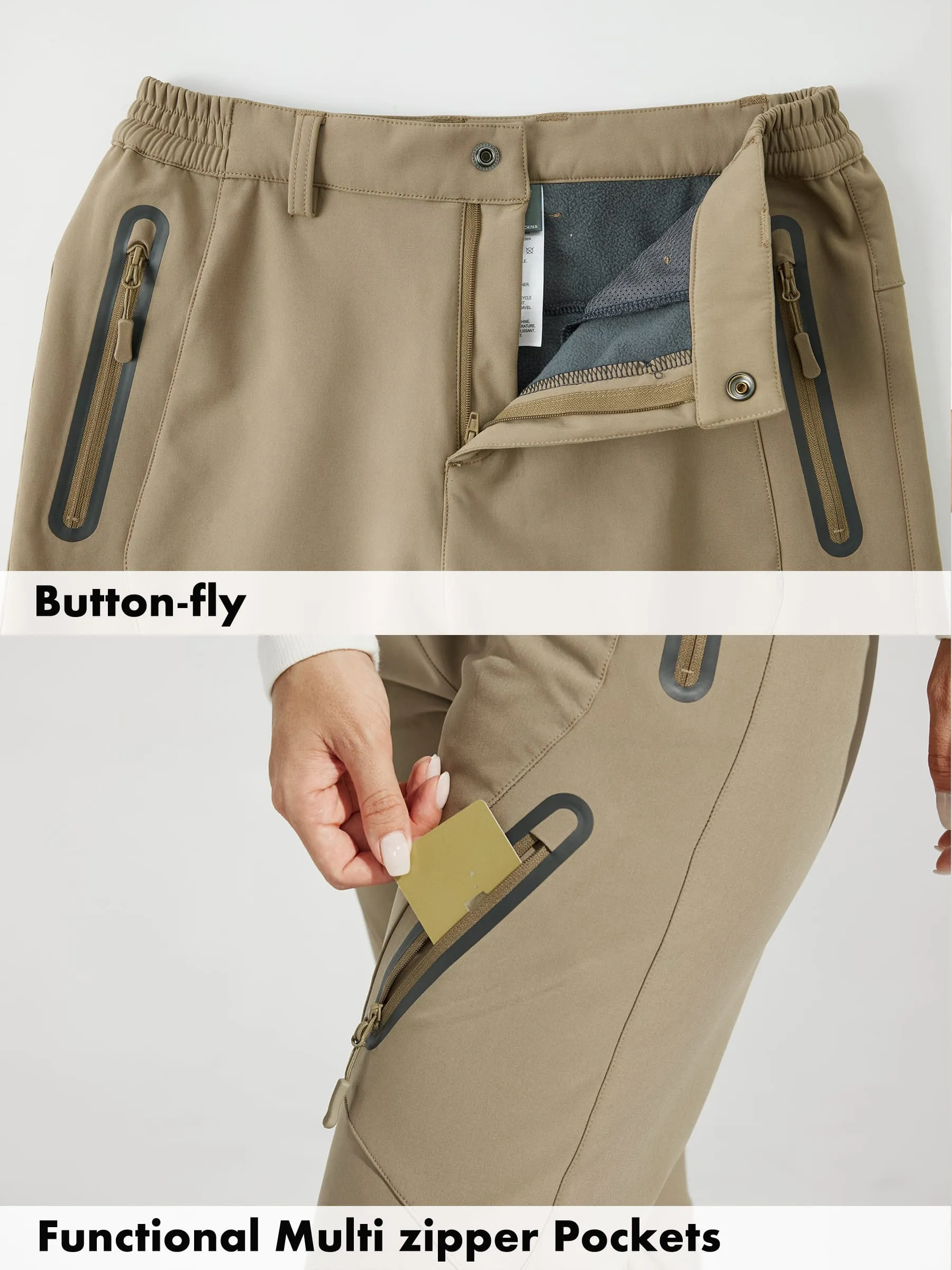 Women's Fleece Lined Snow Cargo Pants Zip-Leg
