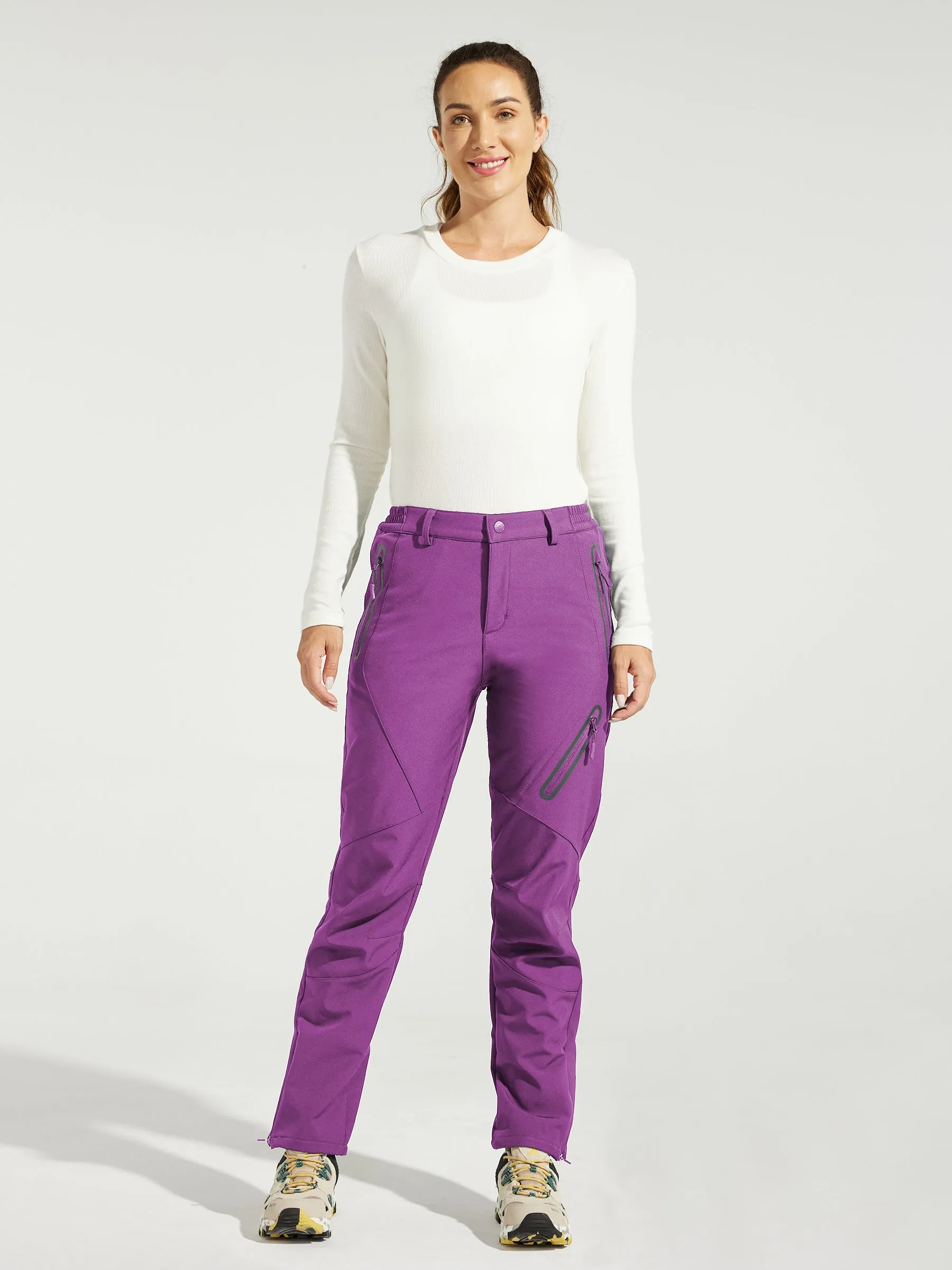 Women's Fleece Lined Snow Cargo Pants Zip-Leg