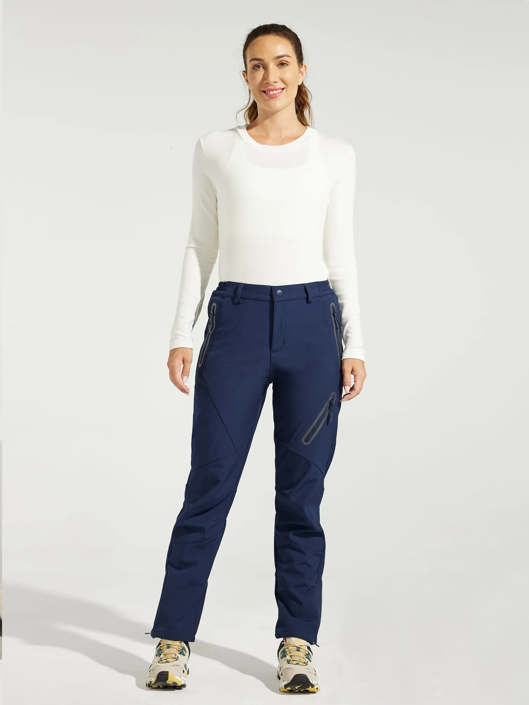 Women's Fleece Lined Snow Cargo Pants Zip-Leg