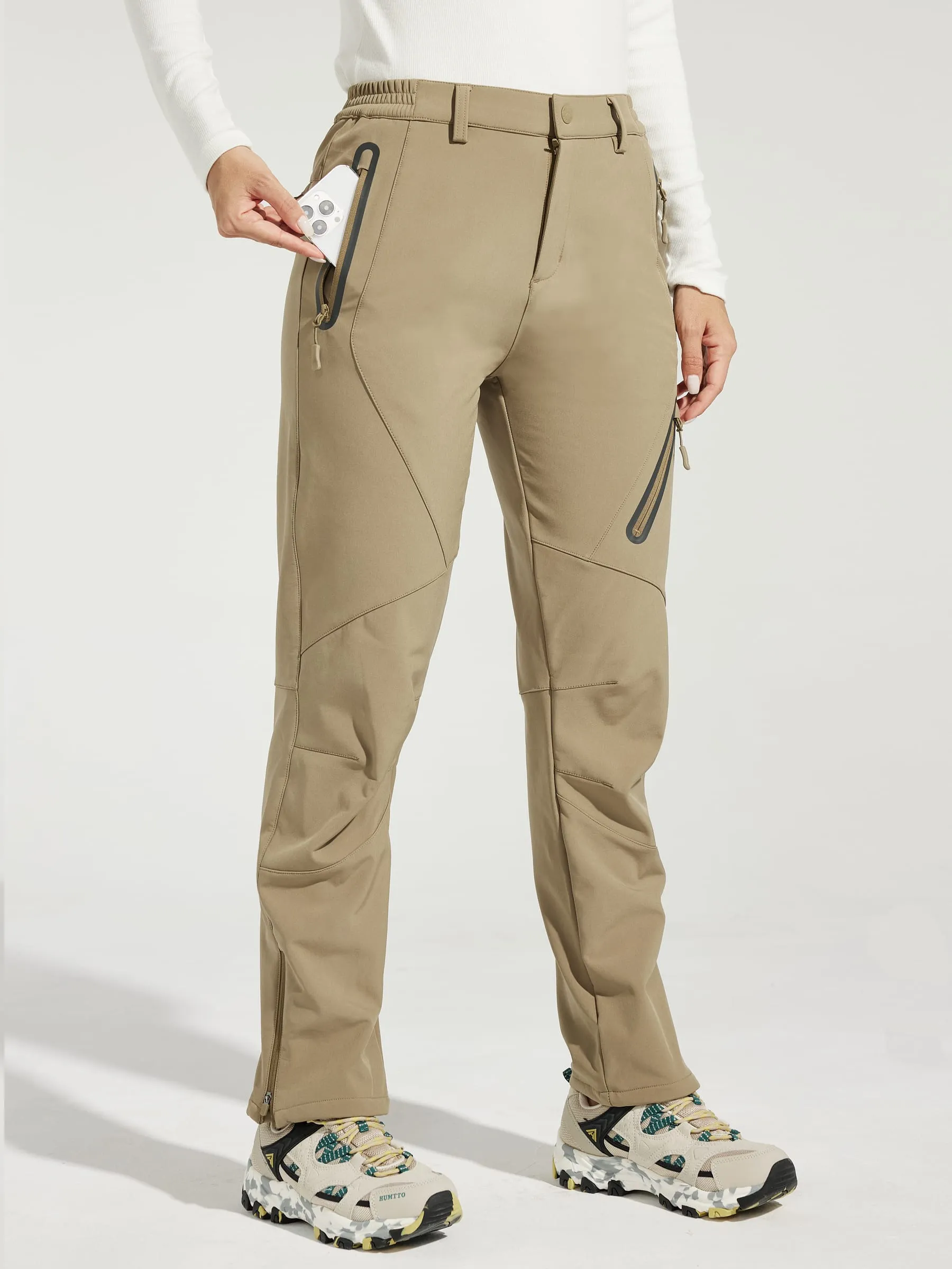 Women's Fleece Lined Snow Cargo Pants Zip-Leg