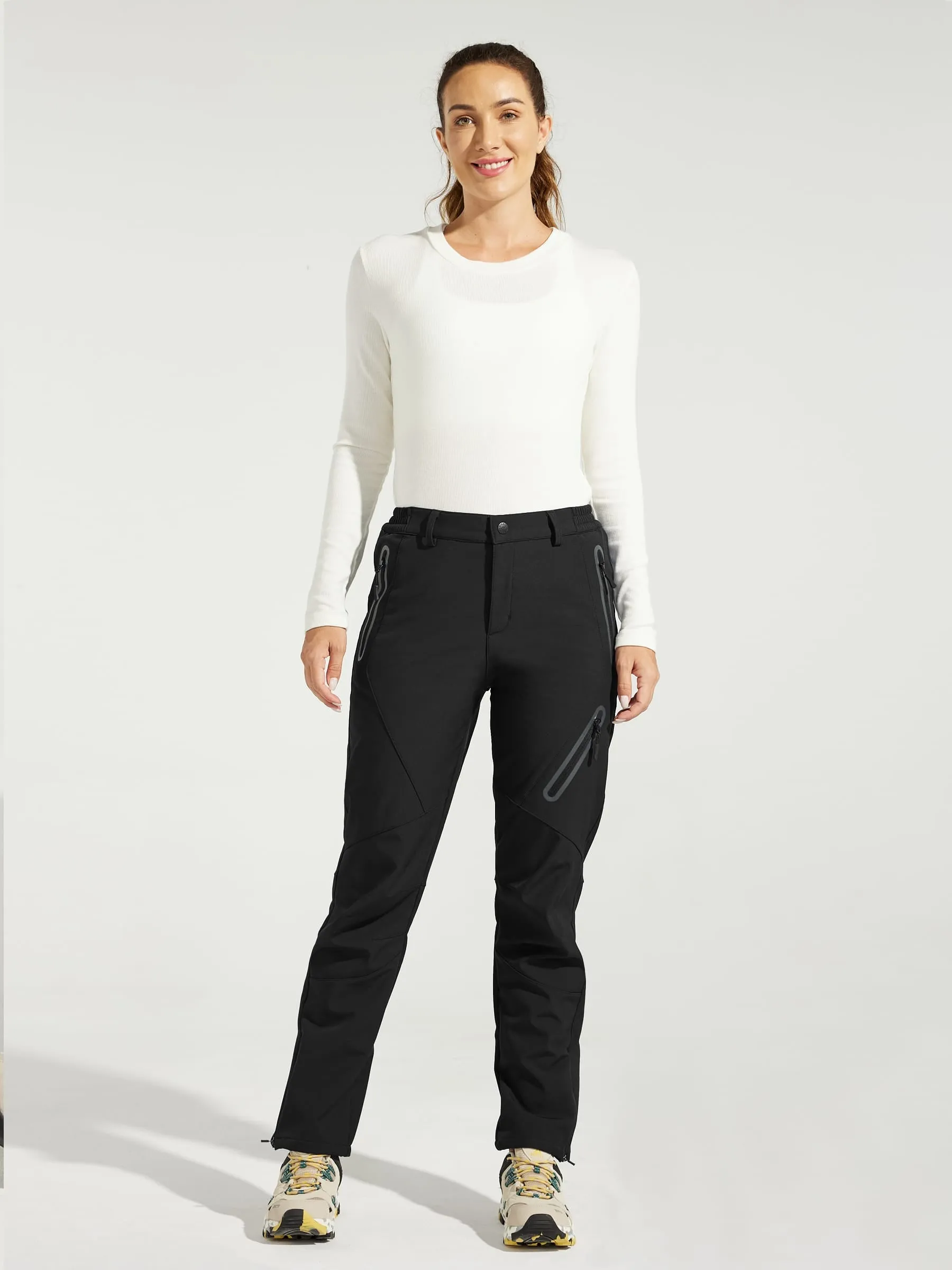 Women's Fleece Lined Snow Cargo Pants Zip-Leg
