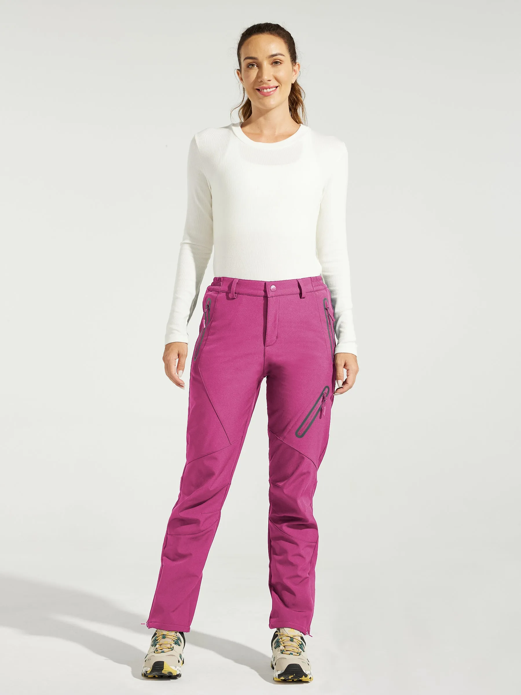 Women's Fleece Lined Snow Cargo Pants Zip-Leg