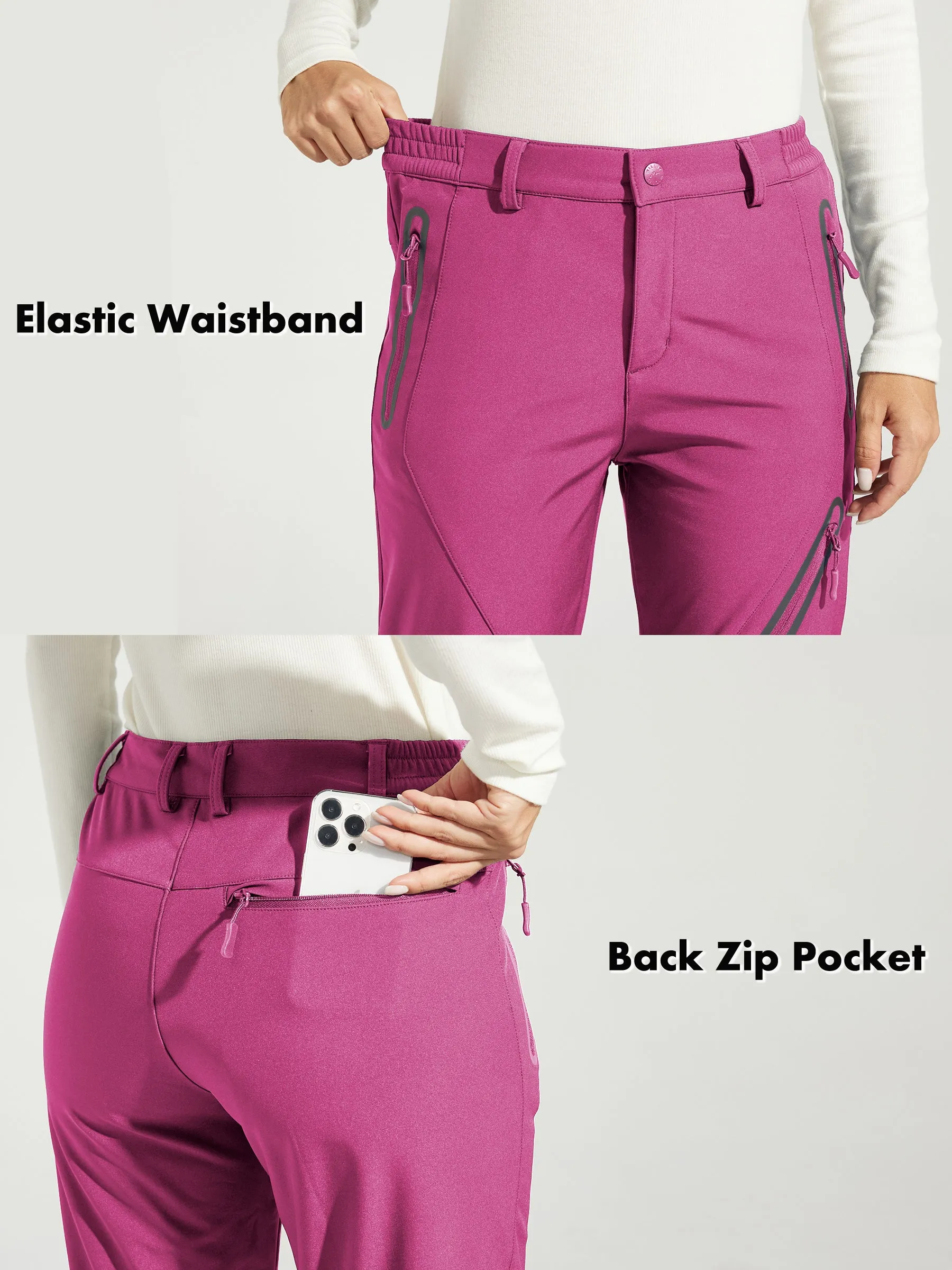 Women's Fleece Lined Snow Cargo Pants Zip-Leg