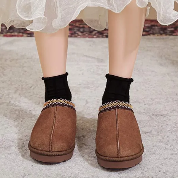 Womens Floral Lace Ethnic Style Half-Slipper Cotton Shoes 00057997C