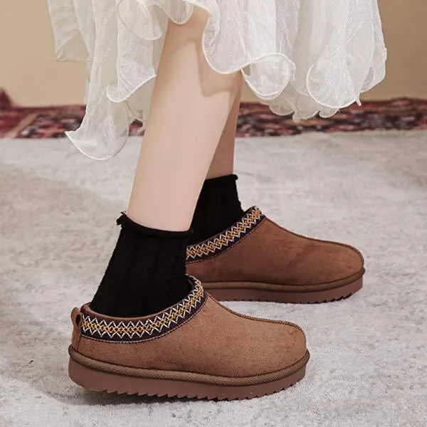 Womens Floral Lace Ethnic Style Half-Slipper Cotton Shoes 00057997C