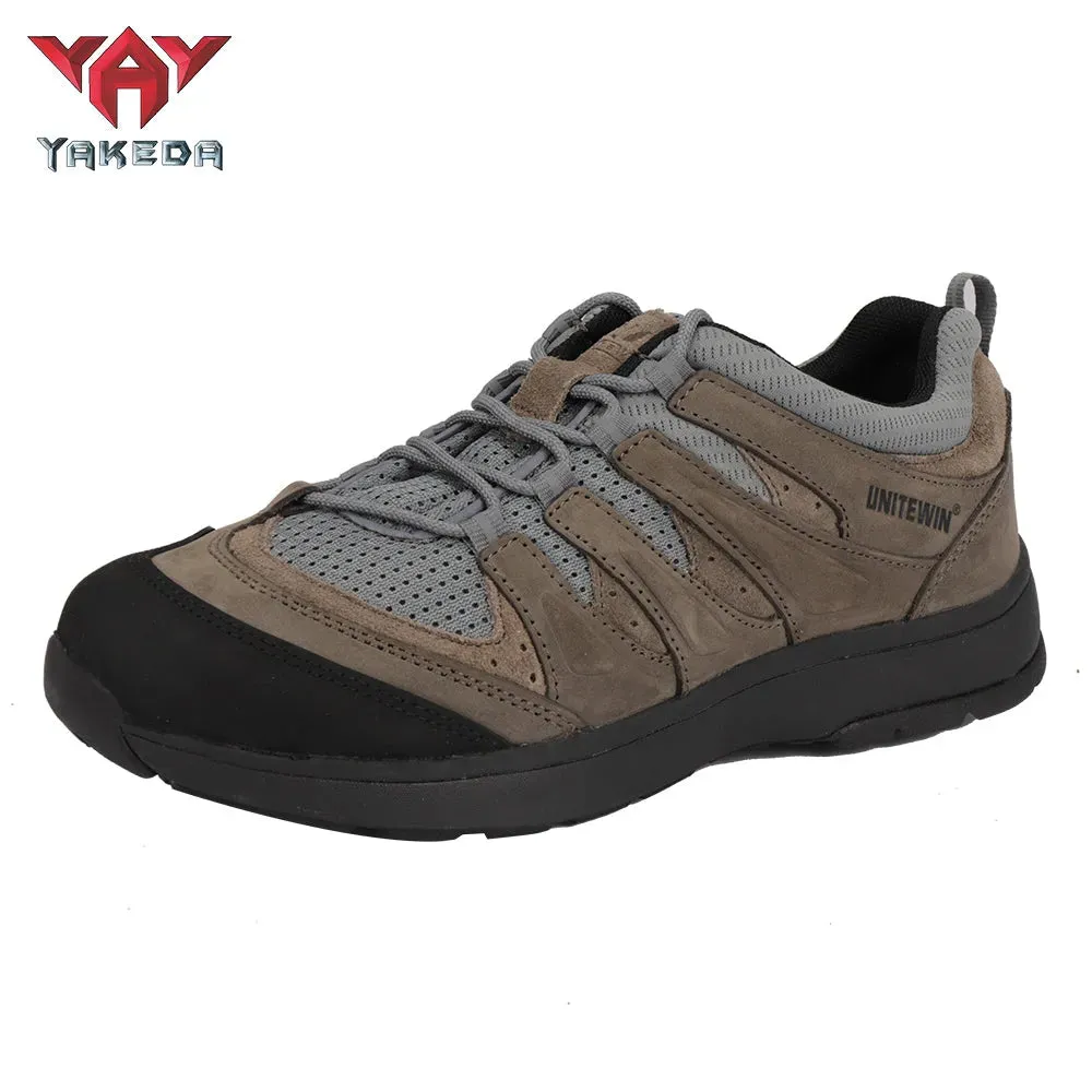 Yakeda Men's Breathable Sneaker Shoes Genuine Leather Wear-resistant Climbing Trekking Outdoor Hiking Boots